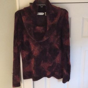 Exquisite Dana Buchman  sheer cowl neck sweater.